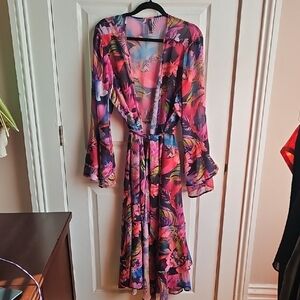 Torrid Pink and Purple Tropical Print Beach Cover-up